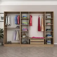 Skye Decor , Kale - 7540, armadio, Dore, 100 % PANNELLI DI PARTICELLE RIVESTITI IN MELAMMINA, 270 x 52 x 190 cm