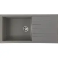 Stradour Lavello da incasso CUBE, SMC grigio cemento, 1 vasca, 100 x 50 cm, scarico manuale, non perforato