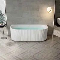 BELVIT Vasca da bagno in acrilico semi-freestanding e freestanding - vasca ad angolo o ovale, sinistra, centro e destra, 180x80 - 170x78 cm, con set di scarico
