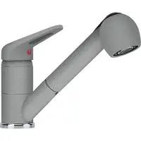 Franke Miscelatore NOVARA-PLUS, doccetta estraibile, alta pressione, con testa girevole, comando superiore monocomando, ampio raggio d'azione, grigio pietra