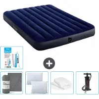Intex Letto ad aria - Letto matrimoniale - 137 x 191 x 25 cm - Blu - Consegna inclusa Lenzuolo di ricambio - Bacio - Pompa - Set di riparazione en Protezione del cuscino