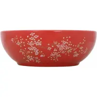 Syfax Lavabo da Appoggio Bianco e Rosso Rotondo Φ41x14 cm Vetroceramica
