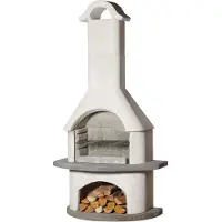 Buschbeck Barbecue da giardino camino Verona bianco-antracite 90005.000