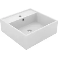 Syfax Lavabo Troppopieno Quadrato Bianco Opaco 41x41cm Vetroceramica