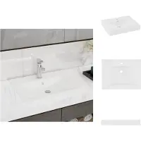 vidaXL Lavabo con foro per rubinetto bianco opaco 60x46 cm in Vetroceramica - Lavabo da bagno