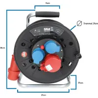 Kalle-das-Kabel Avvolgicavo CEE 20 metri H07RN-F 5G 2,5 mm² 400V 16A classe di protezione IP44 con 2x prese Schuko 1x prese CEE 400V 16A