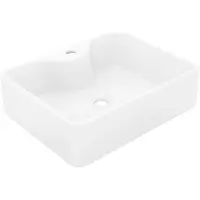 Syfax Lavandino Bagno in Vetroceramica Bianca Quadrato con Foro per Rubinetto