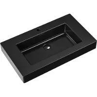 BELVIT Lavabo da appoggio , 80 cm, nero opaco, in resina minerale, con troppolo