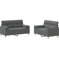 vidaXL Set divano 2 pezzi con cuscini in tessuto grigio scuro