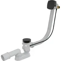 Alcadrain Set di scarico - Set di scarico e troppopieno per vasca da bagno con riempimento, lunghezza 800 mm, nero opaco A564BLACK-80