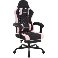 Woltu Sedia da gaming con funzione massaggio, cuscino a molle insacchettate, ergonomica, tessuto a rete: Nero+Rosa Colore: Nero+Rosa