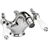 Casa Padrino Miscelatore bidet retrò Art Nouveau Miscelatore per lavabo bagno argento / bianco h. 10,5 cm - Qualità lusso