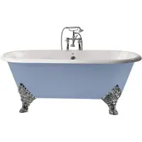 Casa Padrino vasca in ghisa azzurro/bianco 178 cm - Vasca da bagno curvilinea freestanding - Arredo bagno barocco e liberty