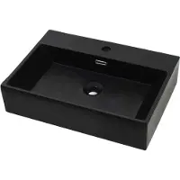 Syfax Lavandino con Foro Rubinetto in Vetroceramica Nero 76x42,5x14,5 cm