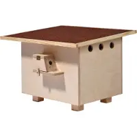Dobar cassetta nido per bombi grande con tetto in bitume impermeabile e materiale di riempimento, 51 x 43 x 36 cm, pino, rosso