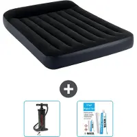Intex Airbed - Letto matrimoniale - 137 x 191 x 25 cm - Blu scuro - Include pompa e kit di riparazione