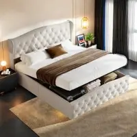 UnboxG Letto imbottito 160x200cm con rete a doghe, letto a molle idrauliche con rete e testiera, letto contenitore letto funzionale letto matrimoniale in velluto bianco