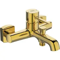 Laveo POLA Miscelatore monocomando a parete per vasca in Vetroceramica, finitura oro BAP_G10D