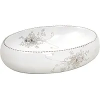 Syfax Lavabo da Appoggio Bianco Ovale 59x40x15 cm Vetroceramica