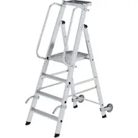 MUNK Günzburger Steigtechnik Scaletta in alluminio con rotelle e maniglia 4 gradini 51084