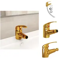 vidaXL Miscelatore per bidet bagno Golden 13x12 cm - Rubinetteria