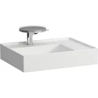 Laufen Kartell lavabo à poser, tablette à droite, 2 trous pour robinetterie, sans trop-plein, 600x460mm, H8183347578151, H8183347578151