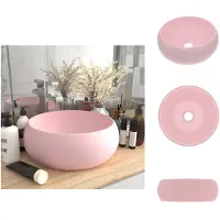 vidaXL Lussuoso lavabo rotondo rosa opaco 40x15 cm in Vetroceramica - Lavabo da bagno