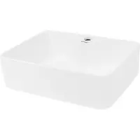 LuxeBath Lavabo Lavabo da appoggio, quadrato, 48x38x14 cm, bianco, Vetroceramica