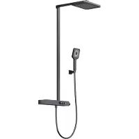 Steinberg Série 390 Système de douche, thermostat, 3 consommateurs, Pushtronic, pomme de douche pluie 2 jets, douchette à main, 3902790S, 3902790S