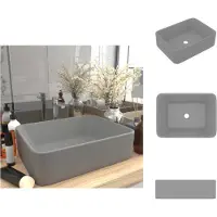 vidaXL Lavabo grigio chiaro opaco 41x30x12 cm in Vetroceramica - Lavabo da bagno