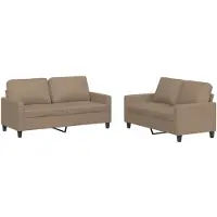 Syfax Set di Divani 2 pz con Cuscini cappuccino in Pelle finta