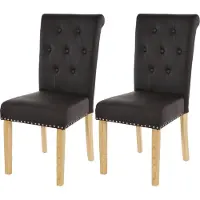 Generique set di 2 sedie per sala da pranzo Chesterfield II, sedia da cucina, rivetti ~ Pelle finta, caffè, gambe chiare