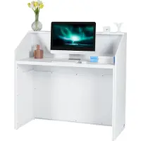 SucceBuy Banco reception 46,46", bancone rettangolare, scrivania da ufficio bianca