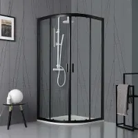 KIAMAMI VALENTINA Box doccia nero opaco semicircolare cm 90 cristallo trasparente | City