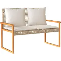 vidaXL Panca da giardino con cuscini Beige poly rattan legno di acacia
