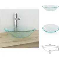 vidaXL Lavabo in vetro temperato 42 cm trasparente - Lavabo da bagno