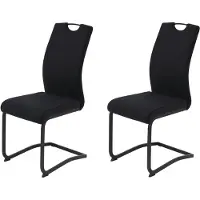 Hela Tavoli , set da 2 tavoli a sbalzo Riga, rivestimento in velluto a coste nero, struttura in tubolare quadrato nero, schienale con maniglia, schienale ergonomico, portata massima 120 kg
