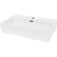 LuxeBath Lavabo Lavabo da appoggio Square, 60,5x36,5x13 cm, bianco, Vetroceramica