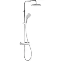 Kludi FRESHLINE Thermostat Dual Shower System, douche de tête réglable en hauteur et orientable, 8 l/min, chrome, 6709205-00WR9, 6709205-00WR9