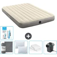 Intex Airbed - 2 persone - 152 x 203 x 25 cm - Beige - lenzuolo incluso - bacio - pompa - set di riparazione e protezione per cuscini
