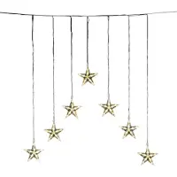 Konstsmide - Barriera luminosa a LED con 7 stelle, 35 diodi bianco caldo, trasformatore per esterni da 24 V, cavo trasparente ; 1243-103