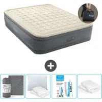 Intex Letto ad aria - 2 persone - 152 x 203 x 46 cm - Grigio - Incluso pompa - Lenzuolo di ricambio - Bacio - Kit di riparazione en Protezione cuscino