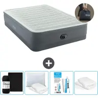 Intex Letto ad aria - 2 persone - 152 x 203 x 46 cm - Grigio - Incluso pompa - Lenzuolo di ricambio - Bacio - Kit di riparazione en Protezione cuscino
