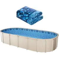 Vevor Rivestimento per piscina ovale 12x24 piedi Rivestimento per piscina con bordo sovrapposto Altezza parete 54 pollici