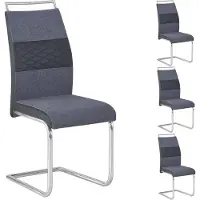 CARO-Möbel Set di 4 sedie da pranzo ERZA in tessuto grigio scuro con inserti in Pelle finta Sedia da cucina Sedia girevole