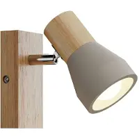 LINDBY Faretto Filiz, altezza 12 cm, legno, cemento, E14