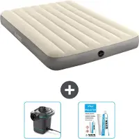 Intex Airbed - Letto matrimoniale - 137 x 191 x 25 cm - Beige - Include pompa e kit di riparazione