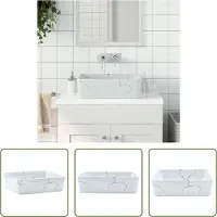 The Living Store Lavabo da appoggio Bianco Rettangolare 46x35,5x13cm Vetroceramica