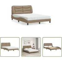 The Living Store Letto con materasso cappuccino-marrone 140x190 cm in ecopelle