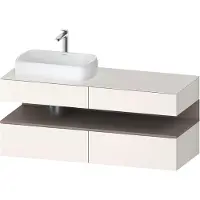 Duravit Collection One Meuble sous-vasque sur console, 2 tiroirs, 2 coulissants, découpe à gauche, 1400x550x600mm, niche basalte mat, QA4765043840000, QA4765043840000